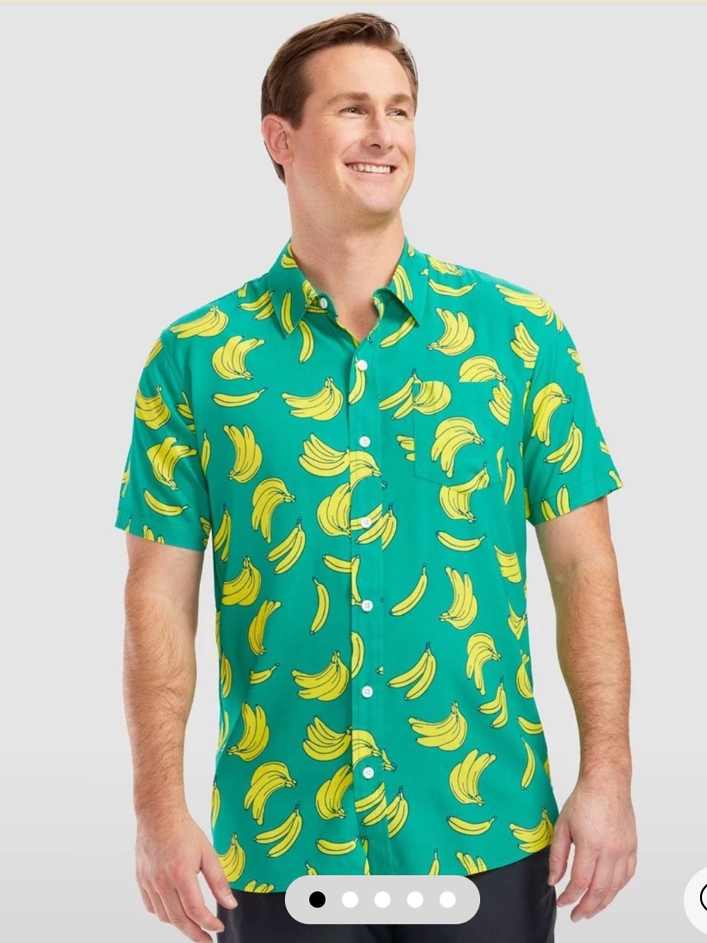 Men's Ouku Brand Short-Sleeve Banana Print Shirt - Green